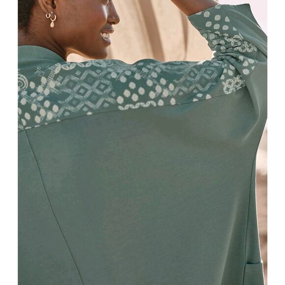 Garnet Hill NEW Green 3/4 Dolman Sleeve French Terry Kimono Relaxed Cardigan S - Picture 11 of 16